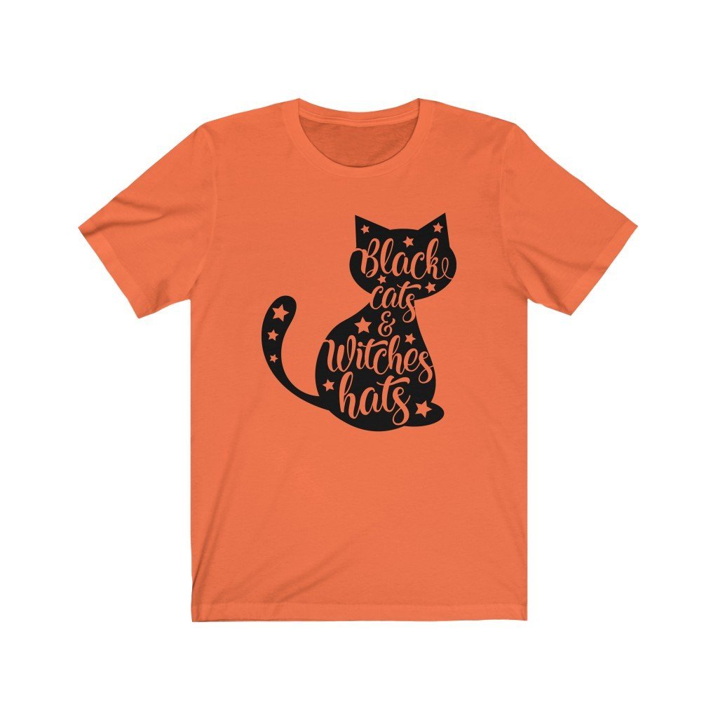 Black Cat Halloween Shirt- Short Sleeve Tee - Pink N Paw