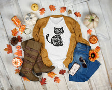 Load image into Gallery viewer, Black Cat Halloween Shirt- Short Sleeve Tee - Pink N Paw