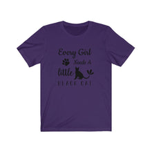 Load image into Gallery viewer, Black Cat, Witchy Halloween Shirt - Every Girl Needs a Little Black Cat, Short Sleeve Tee - Furbaby Flowers LLC