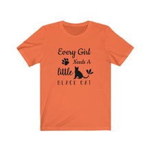 Load image into Gallery viewer, Black Cat, Witchy Halloween Shirt - Every Girl Needs a Little Black Cat, Short Sleeve Tee - Furbaby Flowers LLC