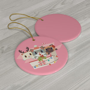 Cat Christmas Ceramic Ornaments - Pink N Paw