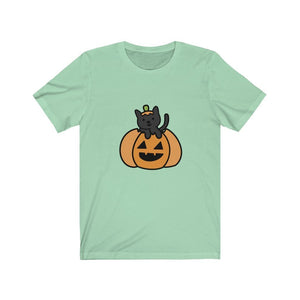 Cat O Lantern, Cat in pumpkin, Jersey Short Sleeve Tee - Furbaby Flowers LLC