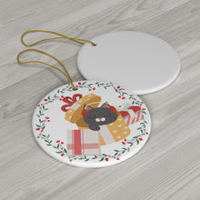 Load image into Gallery viewer, Cat Present Christmas Ceramic Ornaments - Pink N Paw