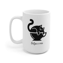 Load image into Gallery viewer, Catpuccino Cat Mug, White Ceramic Mug - Furbaby Flowers LLC