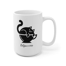 Load image into Gallery viewer, Catpuccino Cat Mug, White Ceramic Mug - Furbaby Flowers LLC