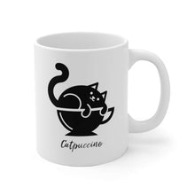 Load image into Gallery viewer, Catpuccino Cat Mug, White Ceramic Mug - Furbaby Flowers LLC