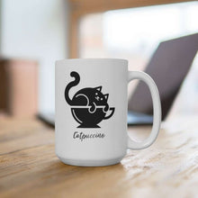 Load image into Gallery viewer, Catpuccino Cat Mug, White Ceramic Mug - Furbaby Flowers LLC