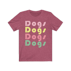 DOGS DOGS DOGS - Short Sleeve Tee, Dog Lover Shirt, Dog Shirt for Women, Retro Dog Shirt - Furbaby Flowers LLC