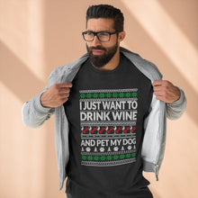 Load image into Gallery viewer, Drink Wine and Pet My Dog - Christmas Crewneck Sweatshirt - Pink N Paw