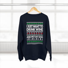 Load image into Gallery viewer, Drink Wine and Pet My Dog - Christmas Crewneck Sweatshirt - Pink N Paw