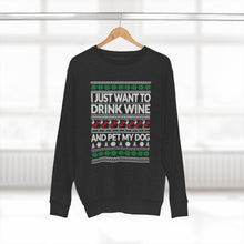 Load image into Gallery viewer, Drink Wine and Pet My Dog - Christmas Crewneck Sweatshirt - Pink N Paw