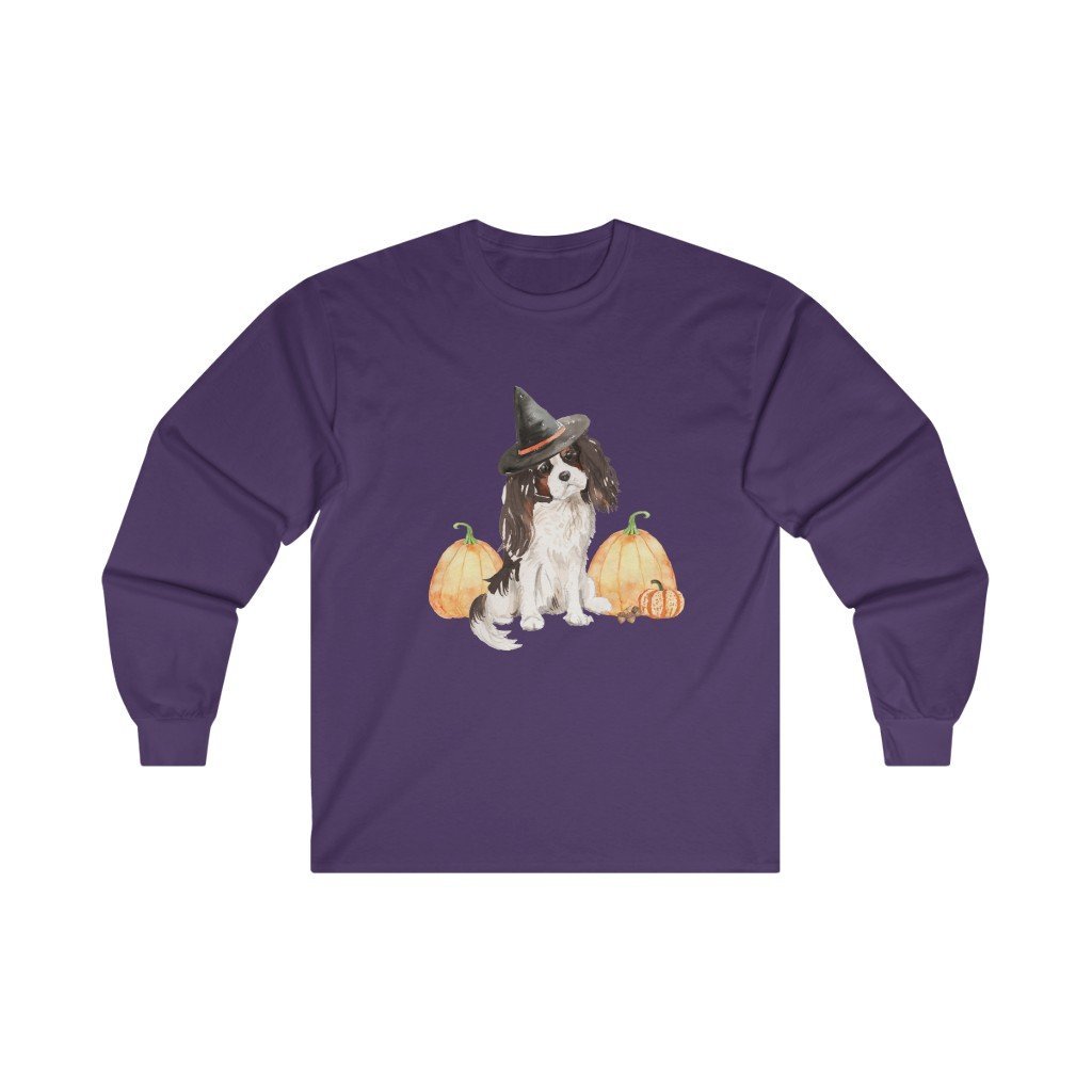 Halloween Cavalier Dog - Long Sleeve Tee - Furbaby Flowers LLC