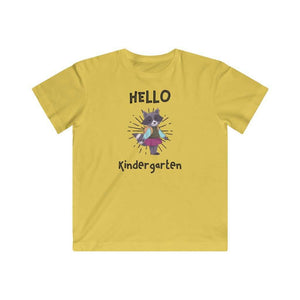 Hello Kindergarten- Kid's Fine Jersey Tee, Back to School - Furbaby Flowers LLC