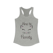 Load image into Gallery viewer, Here to Purrrty, Cat Bridesmaid Shirt, Bachelorette Party Shirt, Women&#39;s Ideal Racerback Tank - Furbaby Flowers LLC