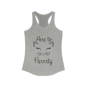 Here to Purrrty, Cat Bridesmaid Shirt, Bachelorette Party Shirt, Women's Ideal Racerback Tank - Furbaby Flowers LLC