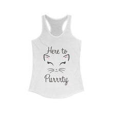 Load image into Gallery viewer, Here to Purrrty, Cat Bridesmaid Shirt, Bachelorette Party Shirt, Women&#39;s Ideal Racerback Tank - Furbaby Flowers LLC