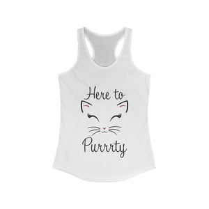 Here to Purrrty, Cat Bridesmaid Shirt, Bachelorette Party Shirt, Women's Ideal Racerback Tank - Furbaby Flowers LLC