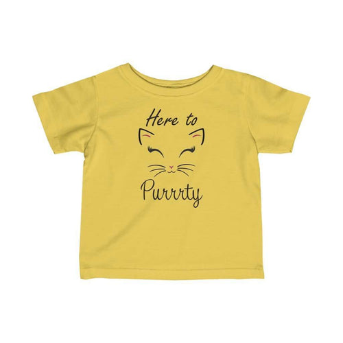 Here to Purrrty! Cat Shirt- Infant Fine Jersey Tee, Cute Cat Shirt - Furbaby Flowers LLC