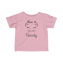 Load image into Gallery viewer, Here to Purrrty! Cat Shirt- Infant Fine Jersey Tee, Cute Cat Shirt - Furbaby Flowers LLC