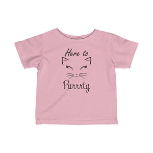 Here to Purrrty! Cat Shirt- Infant Fine Jersey Tee, Cute Cat Shirt - Furbaby Flowers LLC