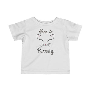 Here to Purrrty! Cat Shirt- Infant Fine Jersey Tee, Cute Cat Shirt - Furbaby Flowers LLC