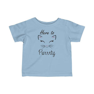 Here to Purrrty! Cat Shirt- Infant Fine Jersey Tee, Cute Cat Shirt - Furbaby Flowers LLC