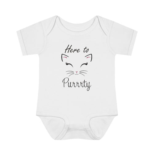 Here to Purrrty - Infant Baby Rib Bodysuit - Pink N Paw