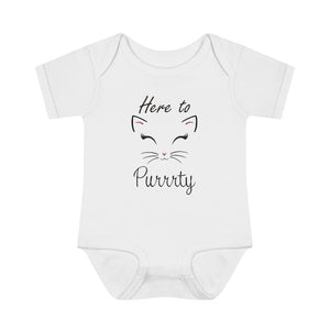 Here to Purrrty - Infant Baby Rib Bodysuit - Pink N Paw