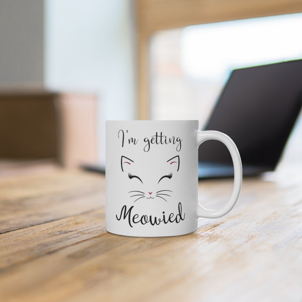 I'm Getting Meowied, Cat mug, Engagement Gift, White Ceramic Mug - Pink N Paw