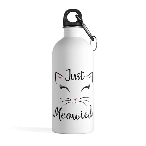 Just Meowied - Stainless Steel Water Bottle, Honeymoon Gift, Just Married, Bride Gift - Furbaby Flowers LLC