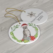 Load image into Gallery viewer, Pitbull Christmas Ornament - Santa Pittie Ceramic Ornament - Pink N Paw