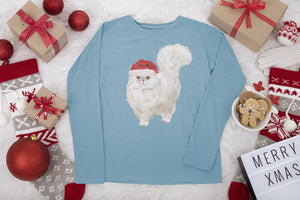 Santa Paws Persian Cat -Unisex Long Sleeve Tee - Pink N Paw