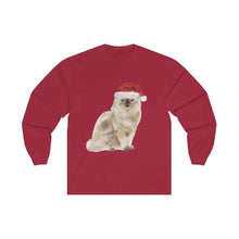 Load image into Gallery viewer, Santa Paws Ragdoll Cat - Long Sleeve Tee - Furbaby Flowers LLC