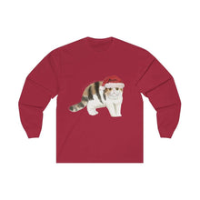 Load image into Gallery viewer, Santa Paws Short-haired Exotic Cat - Unisex Long Sleeve Tee - Furbaby Flowers LLC