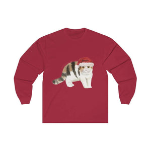 Santa Paws Short-haired Exotic Cat - Unisex Long Sleeve Tee - Furbaby Flowers LLC