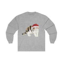 Load image into Gallery viewer, Santa Paws Short-haired Exotic Cat - Unisex Long Sleeve Tee - Furbaby Flowers LLC