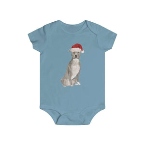 Santa Pitbull - Holiday Baby Onesie - Furbaby Flowers LLC