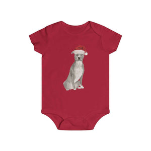 Santa Pitbull - Holiday Baby Onesie - Furbaby Flowers LLC