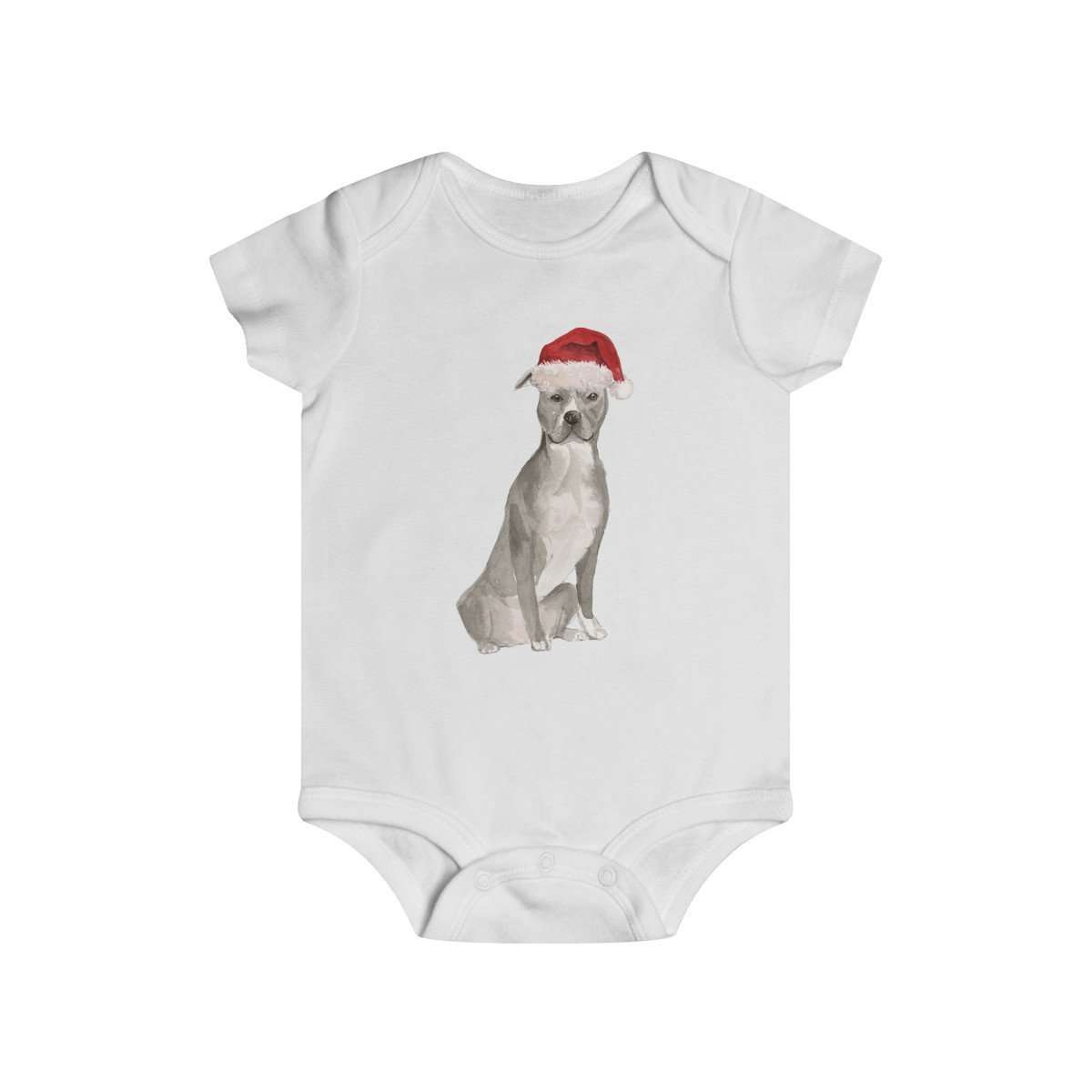 Santa Pitbull - Holiday Baby Onesie - Furbaby Flowers LLC