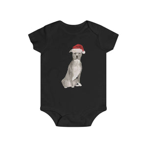 Santa Pitbull - Holiday Baby Onesie - Furbaby Flowers LLC