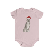 Load image into Gallery viewer, Santa Pitbull - Holiday Baby Onesie - Furbaby Flowers LLC