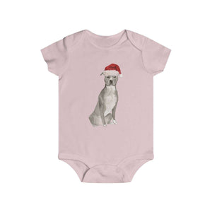 Santa Pitbull - Holiday Baby Onesie - Furbaby Flowers LLC