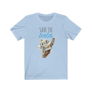 Save the Koalas, Unisex Sleeve Tee, Koala Shirt, Australia, Koala Bear - Pink N Paw