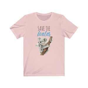 Save the Koalas, Unisex Sleeve Tee, Koala Shirt, Australia, Koala Bear - Pink N Paw