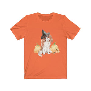 Tan Halloween Cavalier, Spooky Dog - Short Sleeve Tee - Furbaby Flowers LLC